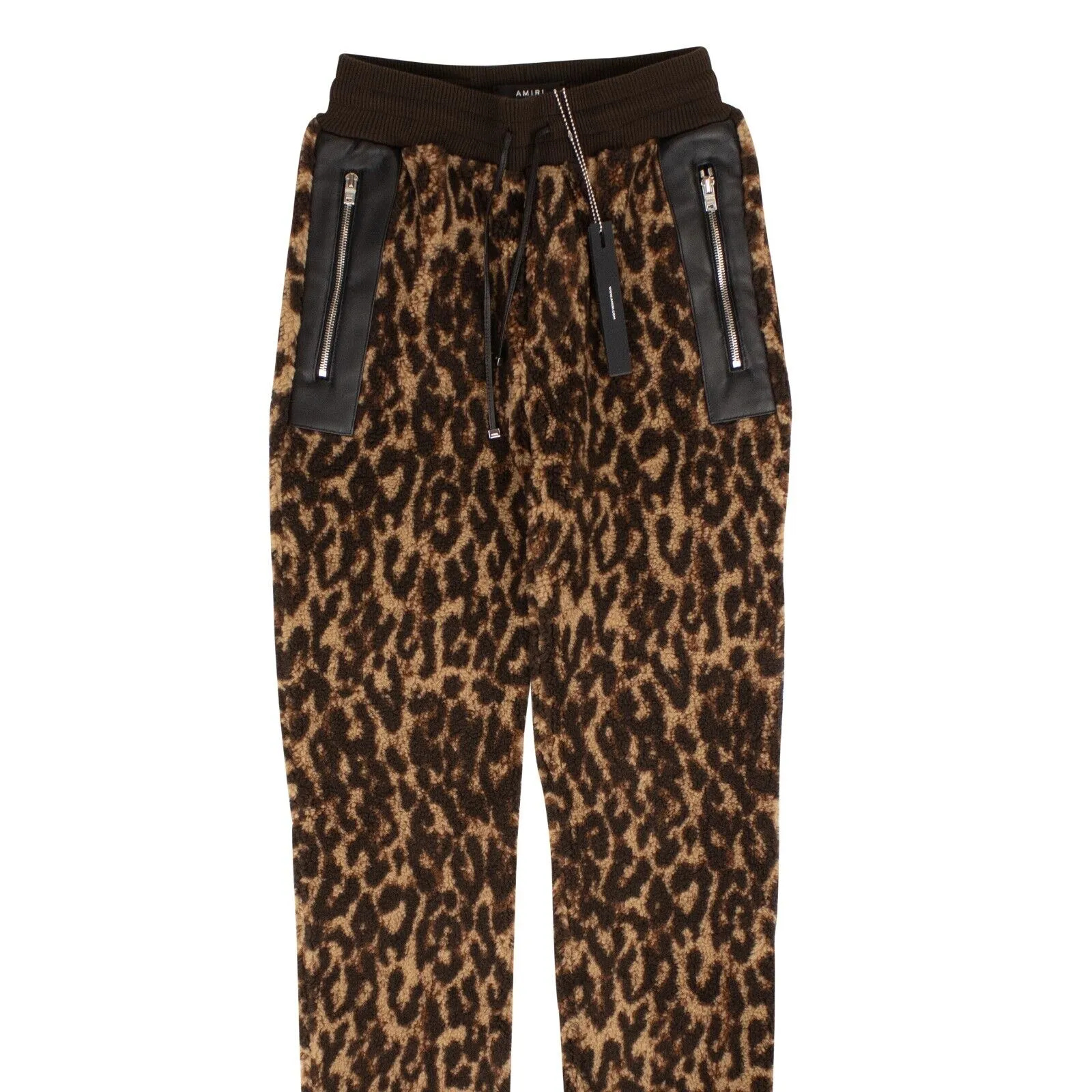 Amiri Printed Leopard Fleece Pants - Black