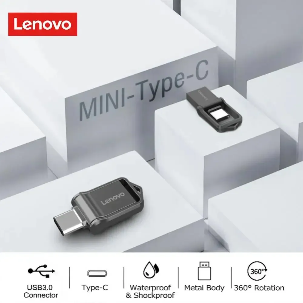 Lenovo USB 3.0 Type C OTG Flash Drive 2TB 1TB Super USB Storage 128GB Flash Drive Keychain Android Phone Flash Drive