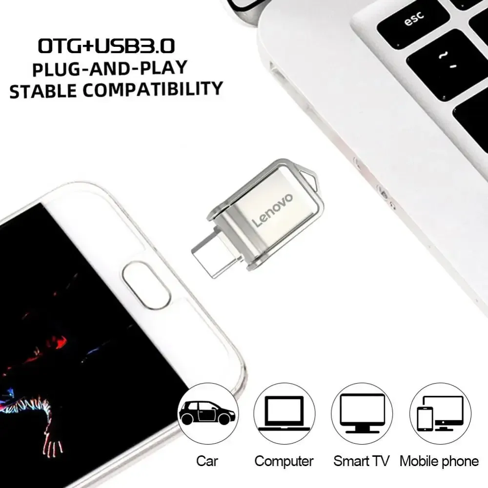 Lenovo USB 3.0 Type C OTG Flash Drive 2TB 1TB Super USB Storage 128GB Flash Drive Keychain Android Phone Flash Drive