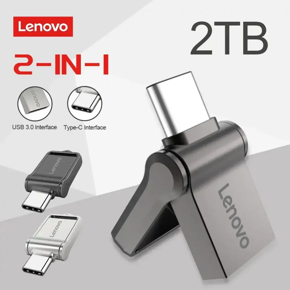 Lenovo USB 3.0 Type C OTG Flash Drive 2TB 1TB Super USB Storage 128GB Flash Drive Keychain Android Phone Flash Drive