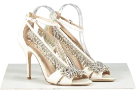 L.K.Bennett White X Jenny Packham Dahlia Ivory Crystals Sandals UK 7 EU 40 👠