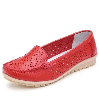 Summer Women Flats Women Genuine Leather Driving Shoes